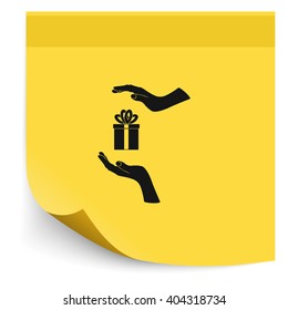 Two hands protecting or giving a present. Flat icon.