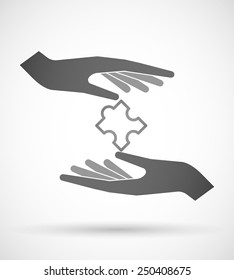 Two hands protecting or giving a puzzle piece