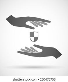 Two hands protecting or giving a shield