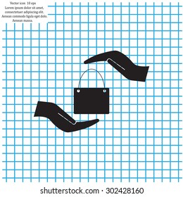 Two hands protecting or giving a shopping bag
