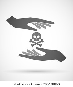 Two hands protecting or giving a skull