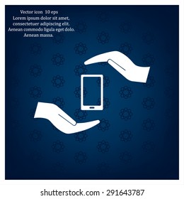 Two hands protecting or giving a smart phone