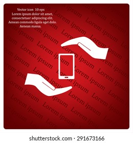 Two hands protecting or giving a smart phone