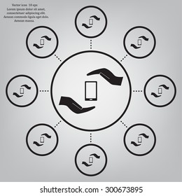 Two hands protecting or giving a smart phone
