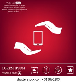 Two hands protecting or giving a smart phone