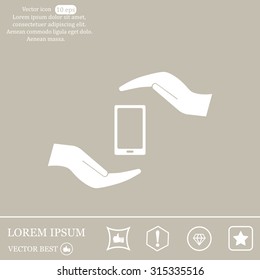 Two hands protecting or giving a smart phone