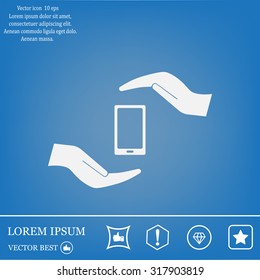 Two hands protecting or giving a smart phone