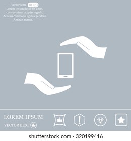 Two hands protecting or giving a smart phone