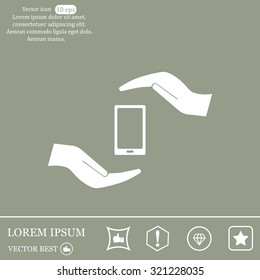 Two hands protecting or giving a smart phone
