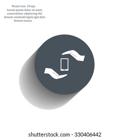 Two hands protecting or giving a smart phone