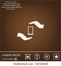 Two hands protecting or giving a smart phone
