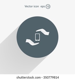 Two hands protecting or giving a smart phone