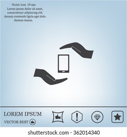 Two hands protecting or giving a smart phone