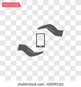 Two hands protecting or giving a smart phone