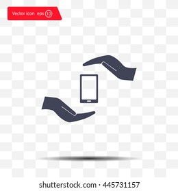 Two hands protecting or giving a smart phone