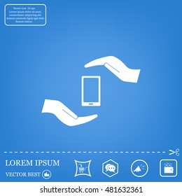 Two hands protecting or giving a smart phone