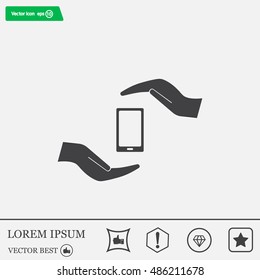 Two hands protecting or giving a smart phone