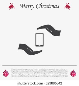 Two hands protecting or giving a smart phone