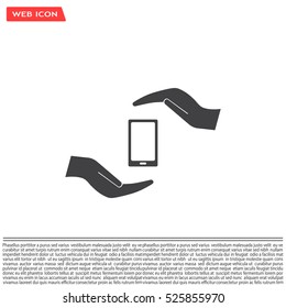 Two hands protecting or giving a smart phone