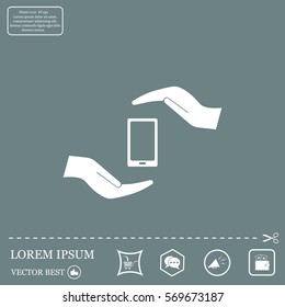 Two hands protecting or giving a smart phone