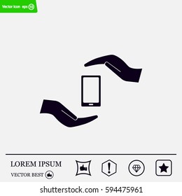 Two hands protecting or giving a smart phone