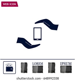 Two hands protecting or giving a smart phone