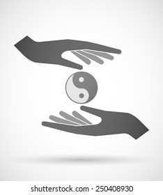 Two hands protecting or giving a ying yang