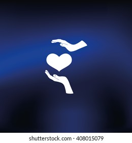 Two hands protecting a heart icon.