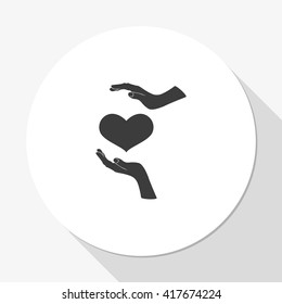 Two hands protecting a heart icon.