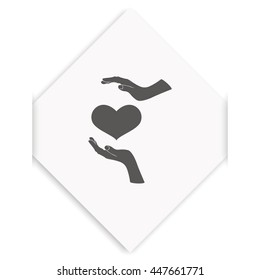 Two hands protecting a heart icon.