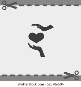 Two hands protecting a heart icon.