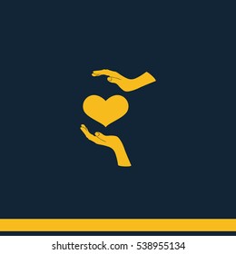 Two hands protecting a heart icon.