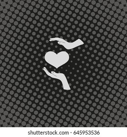 Two hands protecting a heart icon.
