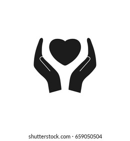 Two hands protecting a heart icon, can be used for web and mobile design