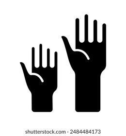 Two hands raised. Hands, raise, support, help, volunteer, assist, charity, aid, cooperation, teamwork, gesture, participation, giving, community, hand icon