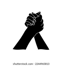 Two hands raised up symbol of unity silhouette. Vector illustration