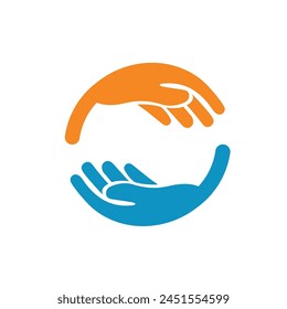 Two hands reach towards each other. Support and helping hand concept. Vector illustration
