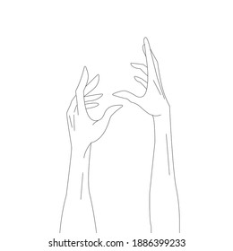 
two hands reach up. hands reach for the sky.