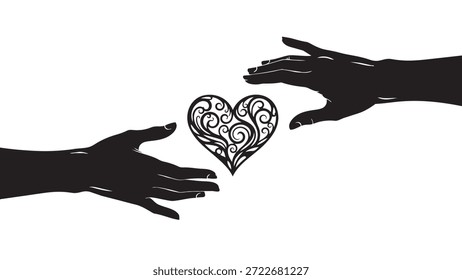 Dos manos alcanzando el corazón