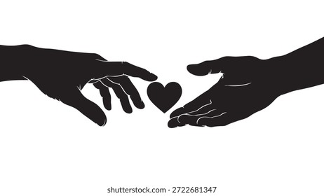 Dos manos extendiéndose con un corazón