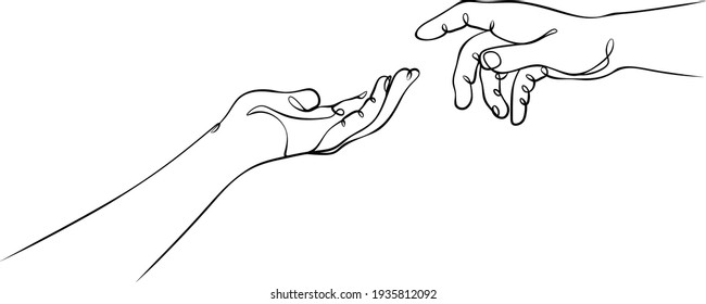 2 Hands Reaching Out Drawing