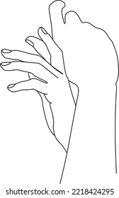 Two hands reaching out one line vector illustration