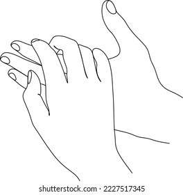 Two hands reaching out one line vector illustration