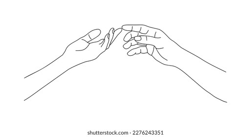 Two hands reaching out, touching each other vector
