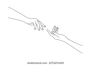 Two hands reaching out, touching each other vector