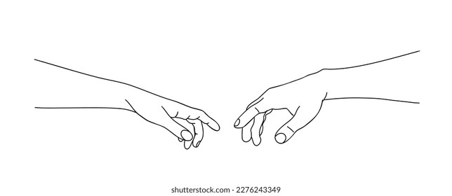 Two hands reaching towards each other vector.