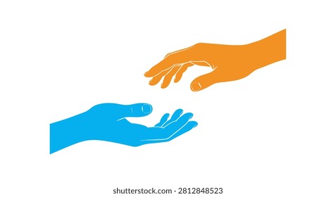 Two hands reaching towards each other in a symbolic gesture of connection and assistance