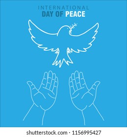 Two hands are releasing Dove Peace On a blue sky background