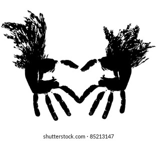Two hands representing heart. Vector illustration