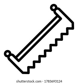 Two hands saw icon. Outline two hands saw vector icon for web design isolated on white background